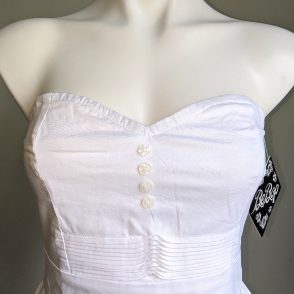 🌼 BeBop Button Bustier Top Fit & Flare Dress - White M NWT GRADUATION DRESS!!! - Picture 3 of 10